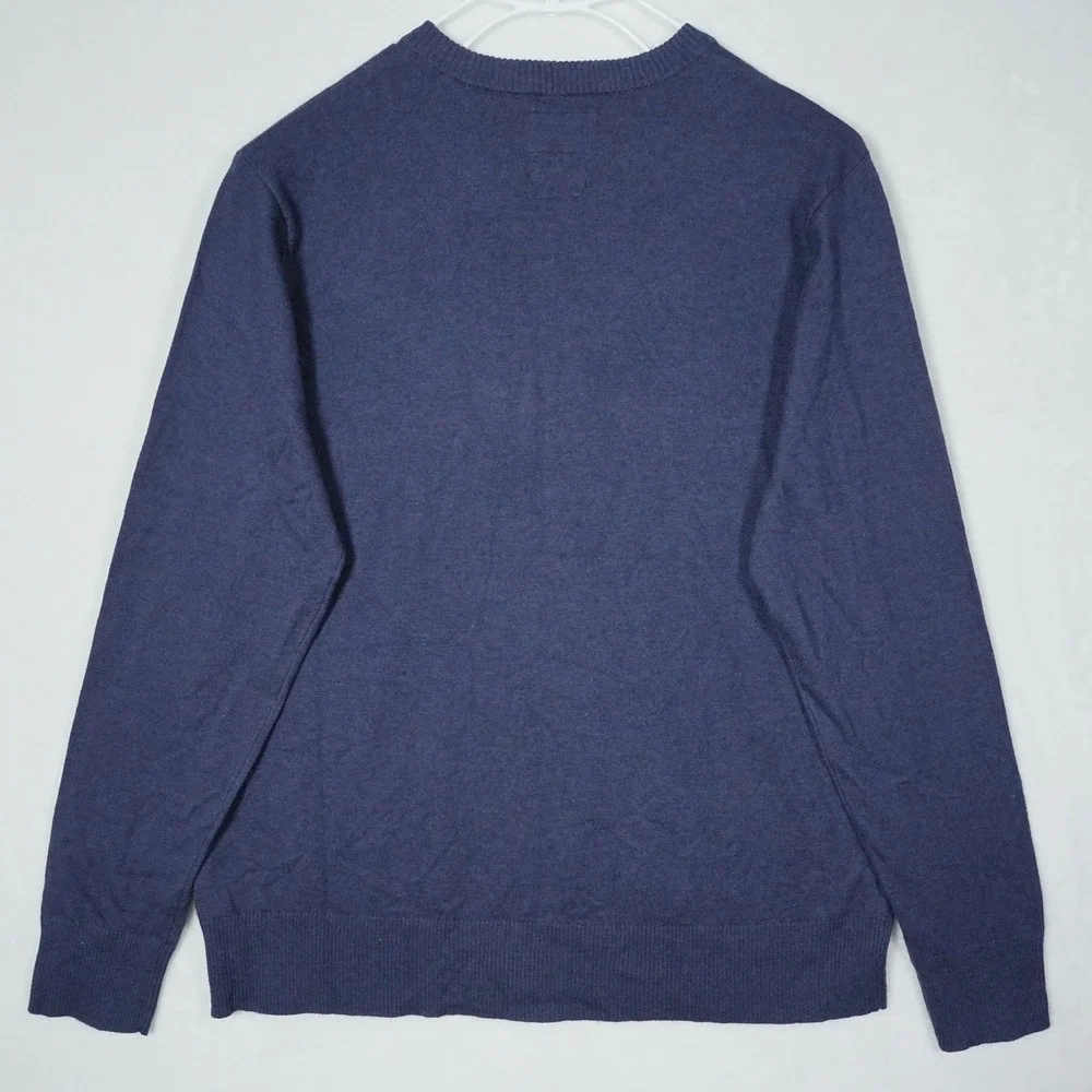 The North Face Mens XL V-Neck Sweater Navy Blue Wool Blend Pullover TCJ4+TMJ4